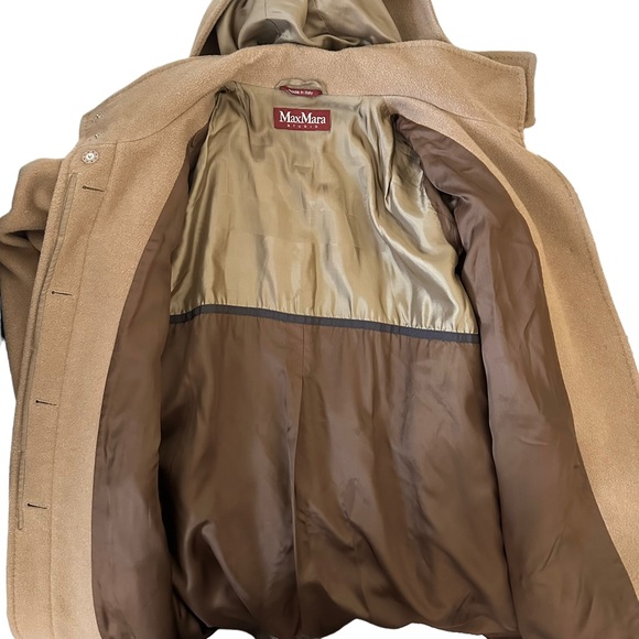 MaxMara STUDIO Angora Rabbit, SILK, & Wool Hooded Coat - Picture 5 of 12